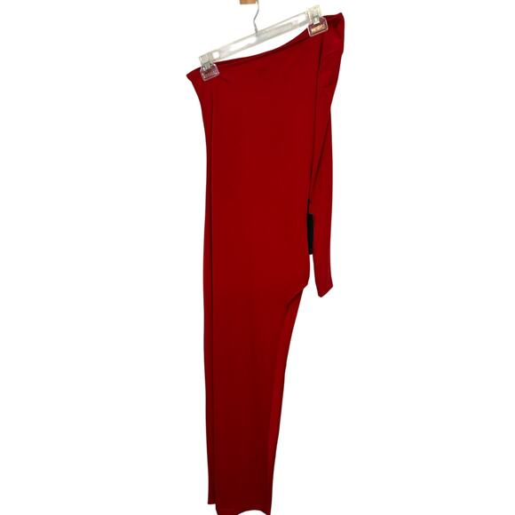 NWT Forever 21 Red Side Slit Body Con Dress Even Glam M Holiday Business Stretch - Picture 2 of 5